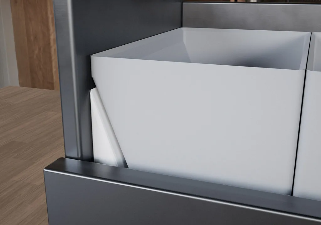 Runner cutouts. Add cutouts where drawer runners take up usable interior space, for example in Blum TANDEMBOX, Hettich InnoTech or GTV Modern Box systems.